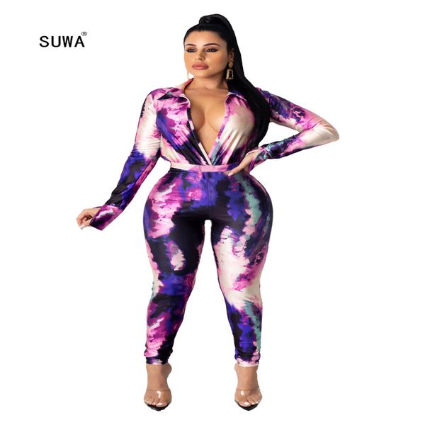 white purple tie dye print slim fitting long jumpsuit fashion high street casual women v neck ong sleeve romper spring catsuit, Black;white
white purple tie dye print slim fitting long jumpsuit fashion high street casual women v neck ong sleeve romper spring catsuit, Black;white