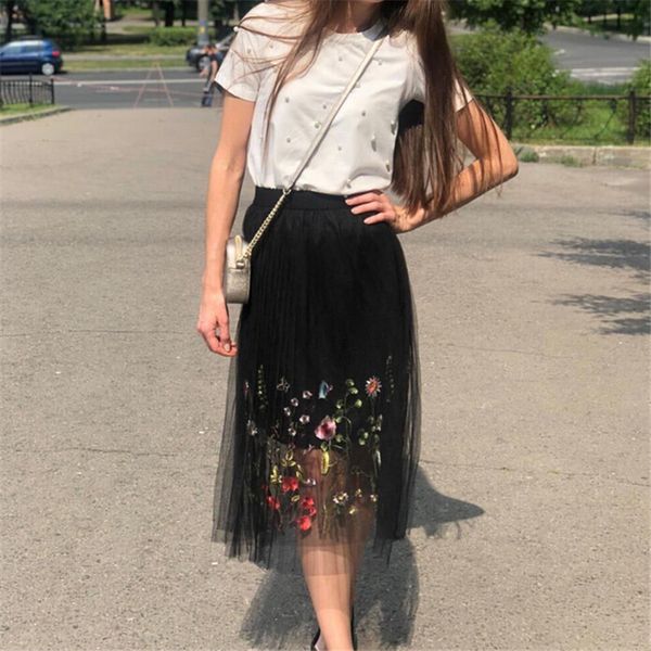 women autumn summer loose tulle skirt embroidered floral/feather pattern skirts casual holiday boho mesh skirt high waist skirts, Black
women autumn summer loose tulle skirt embroidered floral/feather pattern skirts casual holiday boho mesh skirt high waist skirts, Black