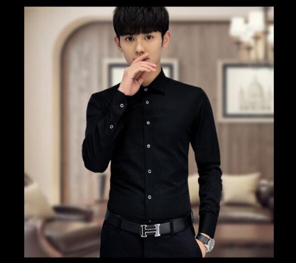 a16 autumn and winter men's thin lapel long sleeve korean slim slim-high-end anti-wrinkle shirt fashion shirt, White;black
a16 autumn and winter men's thin lapel long sleeve korean slim slim-high-end anti-wrinkle shirt fashion shirt, White;black