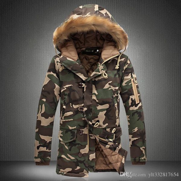 men winter camouflage parkas mens military medium-long winter coat thickening cotton-padded winter camo jacket men with fur hood, Black;brown
men winter camouflage parkas mens military medium-long winter coat thickening cotton-padded winter camo jacket men with fur hood, Black;brown