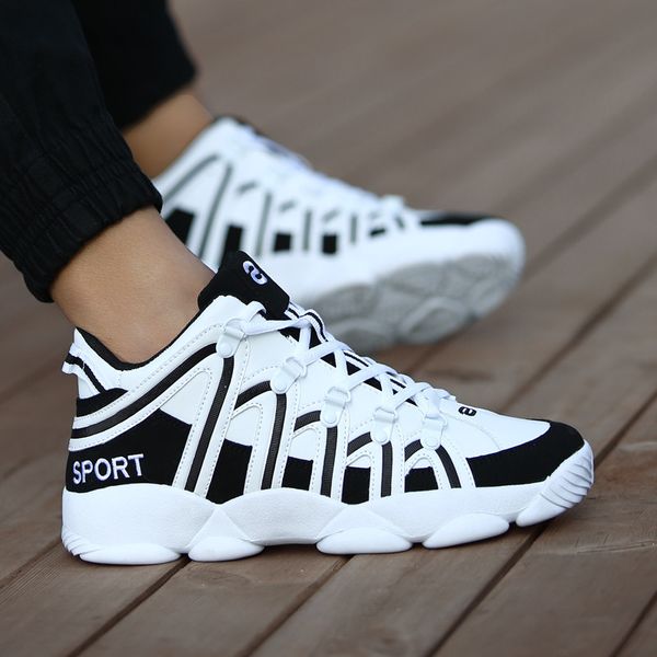 35-45 height heel 7cm shoes men leather sneakers men casual shoes 2019 lace-up young boys high sneakers, Black