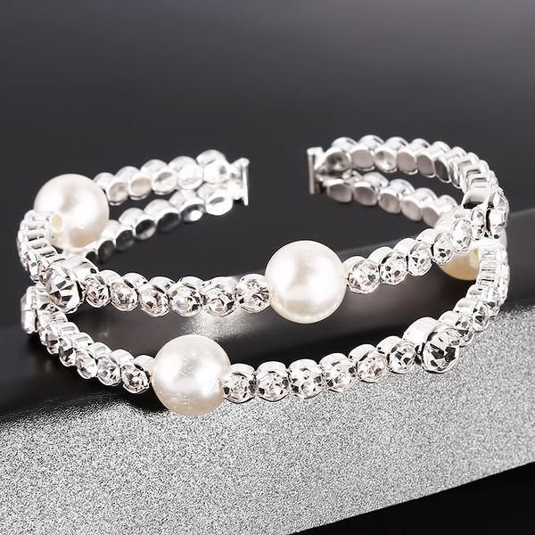 ladies elegant pearl bracelet rhinestone silvery open bangle women wedding bracelets heigh quality zircon bracelet gifts, Black
ladies elegant pearl bracelet rhinestone silvery open bangle women wedding bracelets heigh quality zircon bracelet gifts, Black
