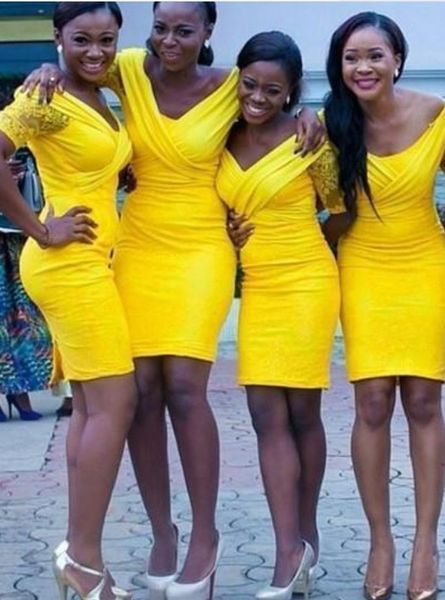 stunning yellow african short bridesmaid dresses 2022 off shoulders sheath lace sleeves wedding guest evening prom formal party dress, White;pink
stunning yellow african short bridesmaid dresses 2022 off shoulders sheath lace sleeves wedding guest evening prom formal party dress, White;pink