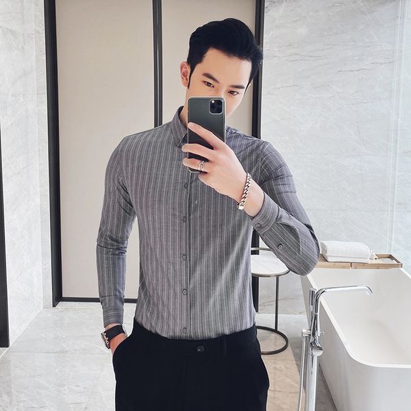2020 british boutique men's long-sleeved striped inch shirt korean business casual trend spring new handsome slim shirt, White;black
2020 british boutique men's long-sleeved striped inch shirt korean business casual trend spring new handsome slim shirt, White;black