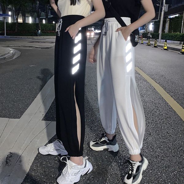 women's pants & capris 2021 high-waisted slim harem reflective disco thin drape ripped pockets white leggings women sport, Black;white
women's pants & capris 2021 high-waisted slim harem reflective disco thin drape ripped pockets white leggings women sport, Black;white
