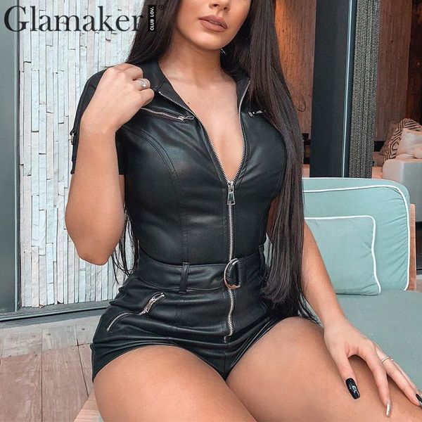 glamaker elastic summer jumpsuit zipper pu leather playsuit black bodysuits club party overalls for women jumpsuit romper, Black;white
glamaker elastic summer jumpsuit zipper pu leather playsuit black bodysuits club party overalls for women jumpsuit romper, Black;white
