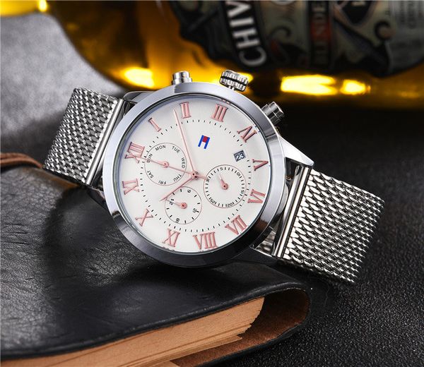 luxury men's watch casual th quartz watches royal oak three eyes six needles all functions can be operated grid steel strip 44mm, Slivery;brown
luxury men's watch casual th quartz watches royal oak three eyes six needles all functions can be operated grid steel strip 44mm, Slivery;brown