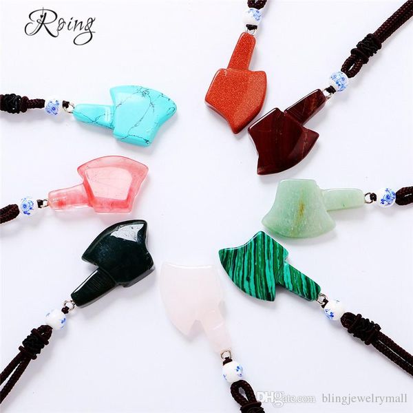 roing opal ax pendant necklace crystal rope chain handmade natural stone necklace jewelry n050, Silver
roing opal ax pendant necklace crystal rope chain handmade natural stone necklace jewelry n050, Silver