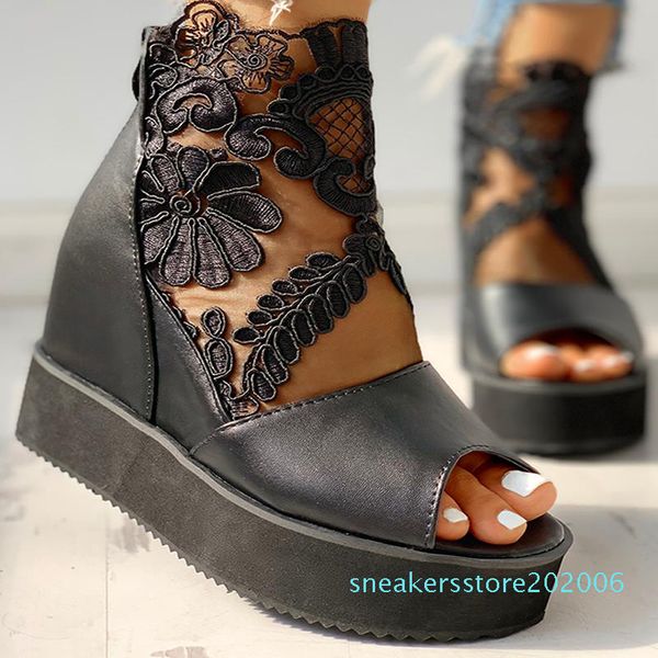 summer women's sandals high heels casual ethnic open toe wedges platform height increasing chunky ladies shoes zapatos de mujer s06, Black
summer women's sandals high heels casual ethnic open toe wedges platform height increasing chunky ladies shoes zapatos de mujer s06, Black