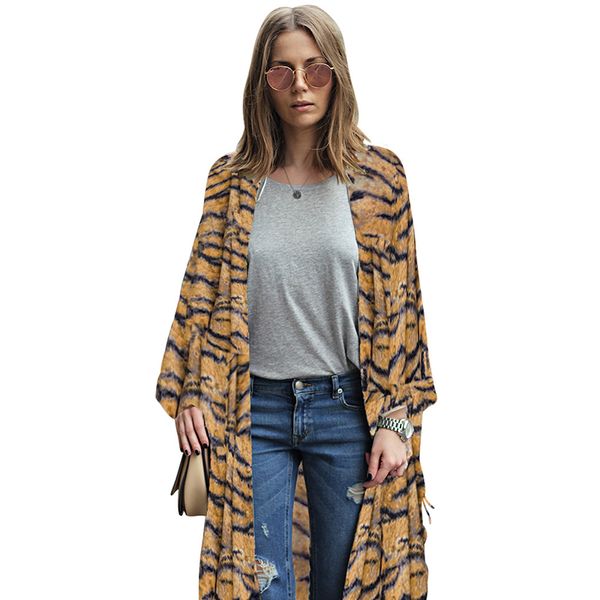 2019 женская мода плюс размер шифон кимоно vintage tiger striped print нерегулярное подол повседневная свободное пальто кардиган уличная оде, White
2019 женская мода плюс размер шифон кимоно vintage tiger striped print нерегулярное подол повседневная свободное пальто кардиган уличная оде, White