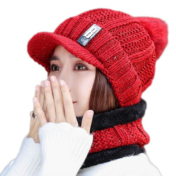 new visor bone letter b knitted beanie hat women thicken warm plush collar scarf beanies winter ski snow caps bonnet gorro, Blue;gray
new visor bone letter b knitted beanie hat women thicken warm plush collar scarf beanies winter ski snow caps bonnet gorro, Blue;gray