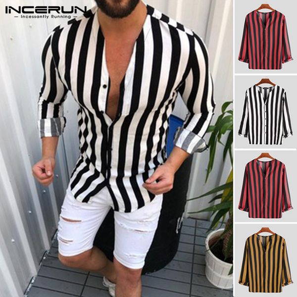 fashion long sleeve striped shirt men fitness v neck blouse streetwear casual button brand men business shirts 2019 3xl incerun, White;black
fashion long sleeve striped shirt men fitness v neck blouse streetwear casual button brand men business shirts 2019 3xl incerun, White;black