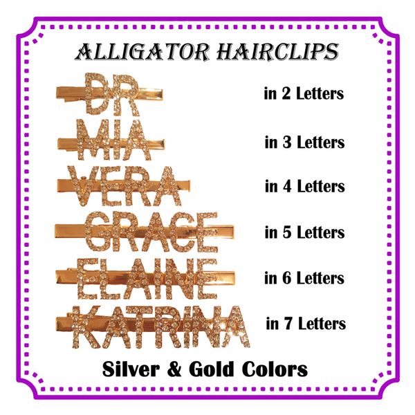 new arrival custom name alligator hairclips personalized letters&word hair pin customized alligator clips in silver&gold colors, Golden;white
new arrival custom name alligator hairclips personalized letters&word hair pin customized alligator clips in silver&gold colors, Golden;white