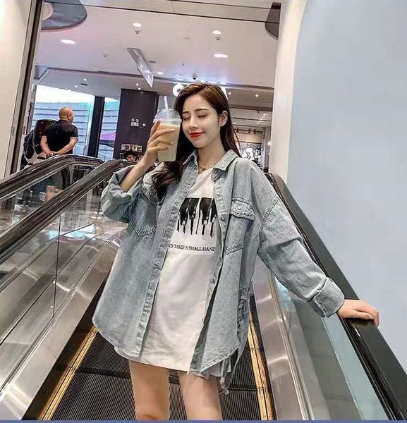 autumn new korean loose denim coat long and medium versatile coat student's age reducing top, Black;brown
autumn new korean loose denim coat long and medium versatile coat student's age reducing top, Black;brown