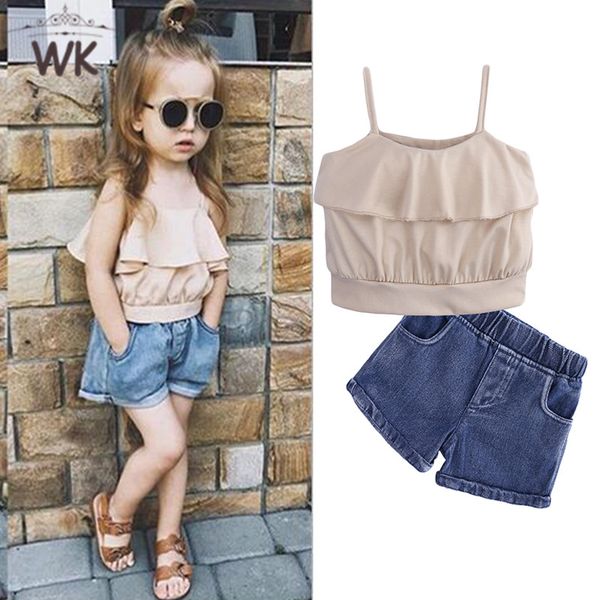 fashion summer girls clothing set 2019 children ruffles vest simple jeans shorts 2pcs kids outfits girl clothes set jt-371, White
fashion summer girls clothing set 2019 children ruffles vest simple jeans shorts 2pcs kids outfits girl clothes set jt-371, White