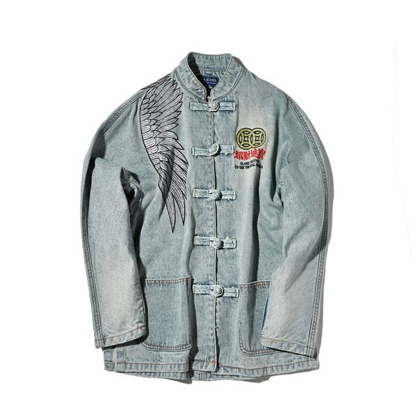 chinese style men tang suit embroidered denim jackets retro trend brand teens jeans jackets slim fit coats costume, Black;brown
chinese style men tang suit embroidered denim jackets retro trend brand teens jeans jackets slim fit coats costume, Black;brown