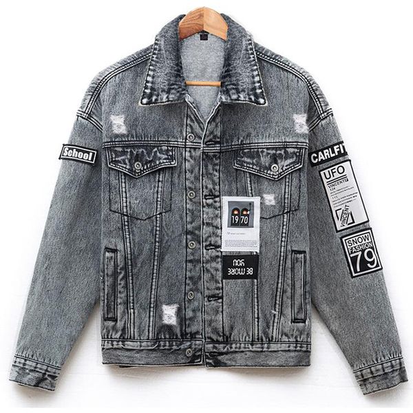women's jackets patchwork vintage bf denim jacket women spring basic coat holes loose jeans single breasted coats and, Black;brown
women's jackets patchwork vintage bf denim jacket women spring basic coat holes loose jeans single breasted coats and, Black;brown