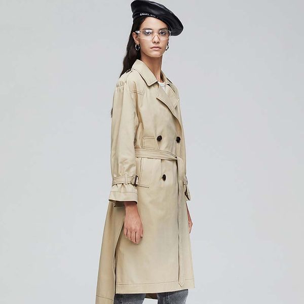 england style double breasted mid-long trench coat women casual slim belt ol vintage windbreaker outwear, Tan;black
england style double breasted mid-long trench coat women casual slim belt ol vintage windbreaker outwear, Tan;black