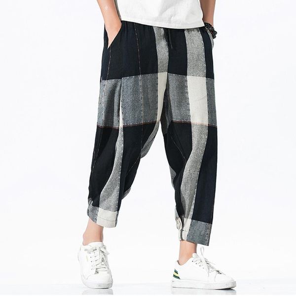 casual harem pants men cotton linen pants trousers chinese traditional harajuku plaid patchwork ankle-length pant, Black
casual harem pants men cotton linen pants trousers chinese traditional harajuku plaid patchwork ankle-length pant, Black