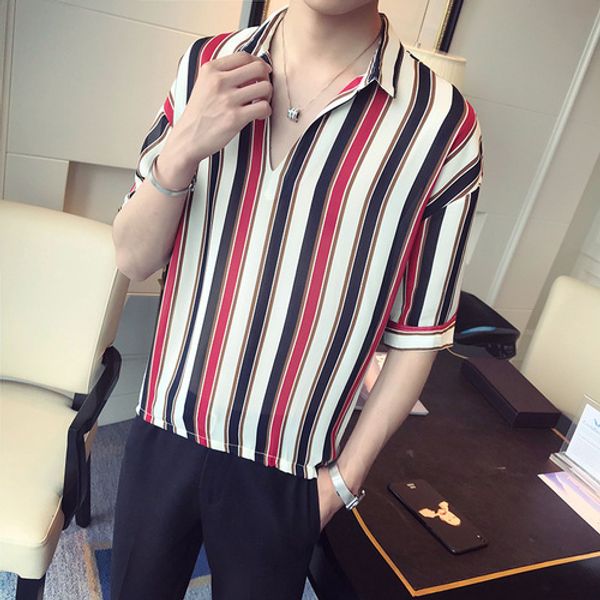 loldeal summer five-point sleeve shirt social guy vertical stripes v-neck sleeve shirt men's casual fashion loose, White;black
loldeal summer five-point sleeve shirt social guy vertical stripes v-neck sleeve shirt men's casual fashion loose, White;black