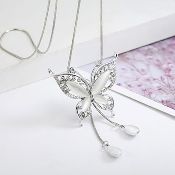 women butterfly shape neck pendant girls sweaters necklace long tassel chain jewelry birthday gift, Silver
women butterfly shape neck pendant girls sweaters necklace long tassel chain jewelry birthday gift, Silver