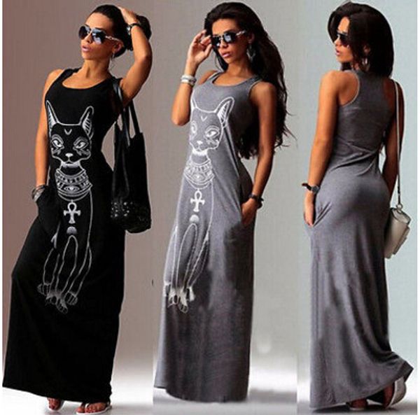 женская summer long maxi dress cat печать без рукавов повседневный сарафан с карманами, Black;gray
женская summer long maxi dress cat печать без рукавов повседневный сарафан с карманами, Black;gray