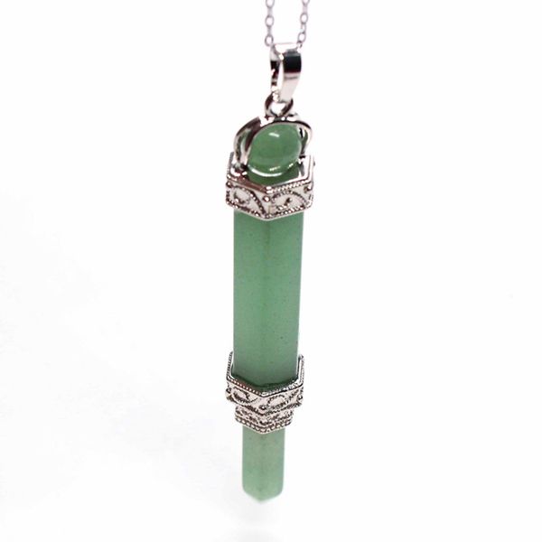 kraft-beads personalized silver plated 2 layer hexagon with round bead scepter pendant green aventurine jewelry, Black
kraft-beads personalized silver plated 2 layer hexagon with round bead scepter pendant green aventurine jewelry, Black