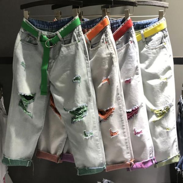 2019 summer new fashion hit color jeans smashed hole radish jeans women loose ankle length harem pants, Blue
2019 summer new fashion hit color jeans smashed hole radish jeans women loose ankle length harem pants, Blue
