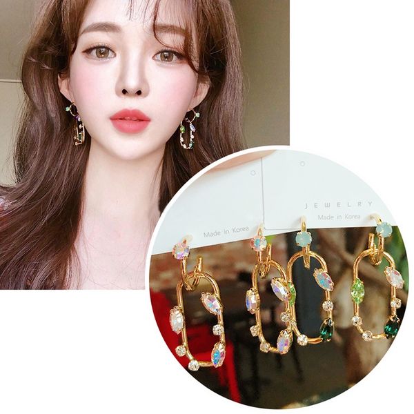 mengjiqiao korean new trendy metal oval shiny crystal hoop earrings femme fashion jewelry elegant circle pendientes jewelry, Golden;silver 
mengjiqiao korean new trendy metal oval shiny crystal hoop earrings femme fashion jewelry elegant circle pendientes jewelry, Golden;silver