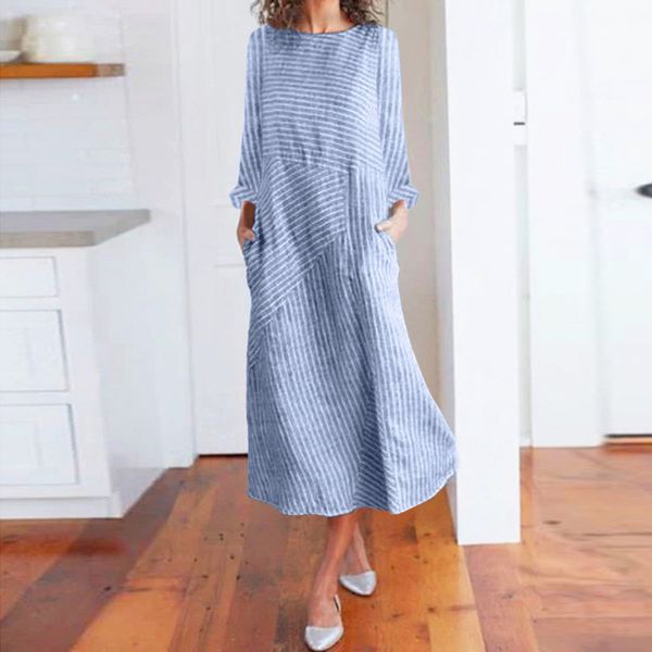 women autumn dress casual striped print long sleeve o neck linen pocket party maxi dresses vestidos de festa women dresses 2019, Black;gray
women autumn dress casual striped print long sleeve o neck linen pocket party maxi dresses vestidos de festa women dresses 2019, Black;gray