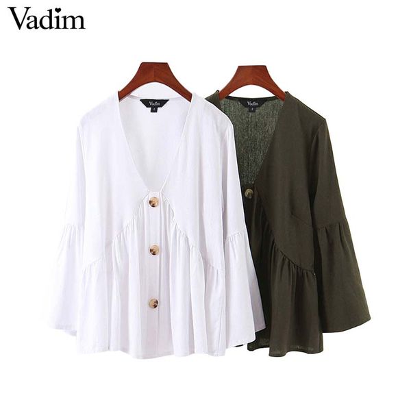 vadim women vintage basic solid blouse v neck long sleeve female casual shirt office wear pleated white chic lb309
vadim women vintage basic solid blouse v neck long sleeve female casual shirt office wear pleated white chic lb309