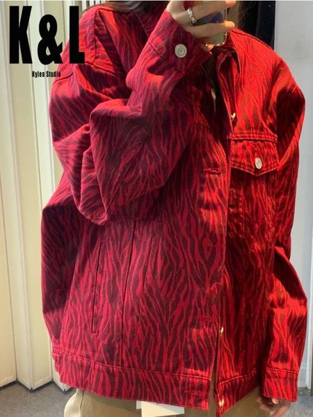 k& kylen 2020 early autumn chic fashion essential loose outline jacket red zebra pattern vintage trend street denim jacket, Black;brown
k& kylen 2020 early autumn chic fashion essential loose outline jacket red zebra pattern vintage trend street denim jacket, Black;brown