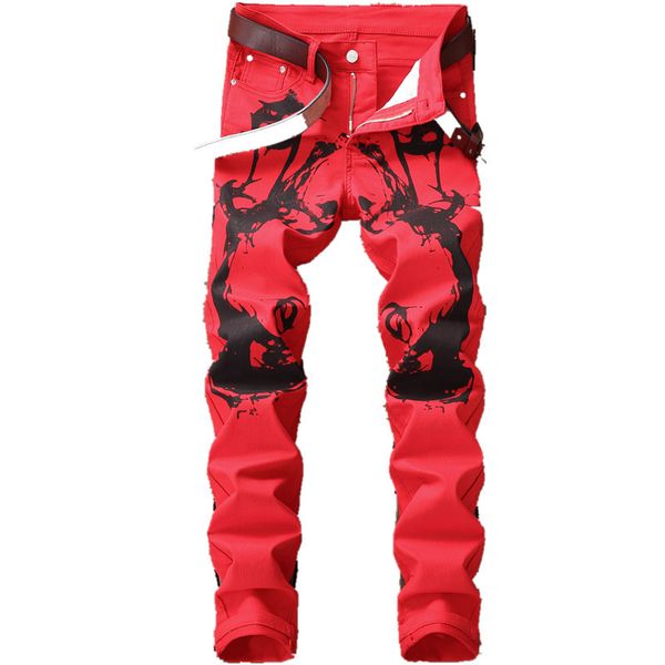 fashion elastic feet red casual pants skinny jeans men streetwear digital print slim pants jeans men's body trousers, Blue
fashion elastic feet red casual pants skinny jeans men streetwear digital print slim pants jeans men's body trousers, Blue