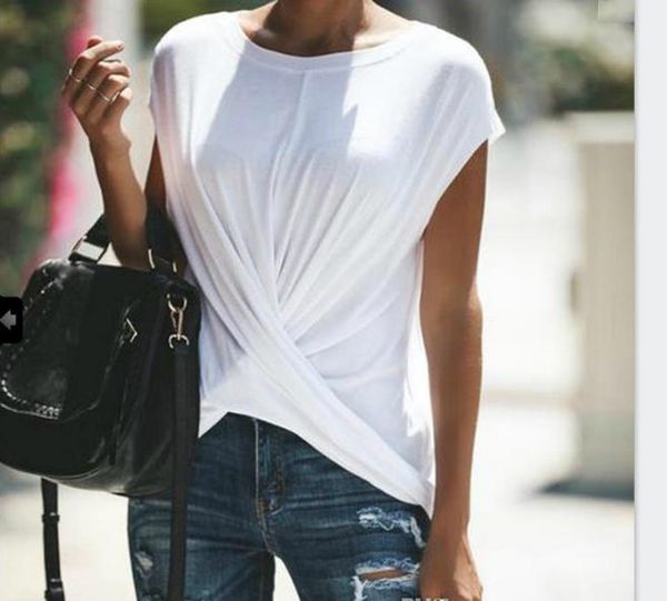 summer solid color casual tshirts for women clothes cross draped slim designer tees female clothing, White
summer solid color casual tshirts for women clothes cross draped slim designer tees female clothing, White