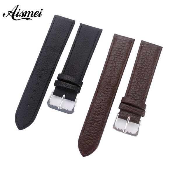 

12mm 14mm 16mm 18mm 20mm 22mm black brown watch band fashion soft litchi grain genuine leather strap watchbands with pin buckle
