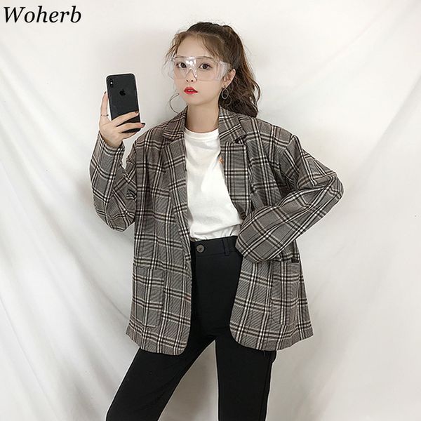 woherb vintage plaid women blazer pockets jackets 2019 autumn thin suit coat feminino blazers outerwear harajuku 22921, White;black
woherb vintage plaid women blazer pockets jackets 2019 autumn thin suit coat feminino blazers outerwear harajuku 22921, White;black