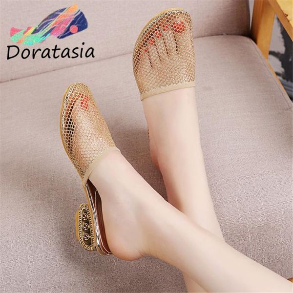 doratasia women round toe golden high heels shoes slip on casual pumps women hollow out summer pumps, Black 
doratasia women round toe golden high heels shoes slip on casual pumps women hollow out summer pumps, Black
