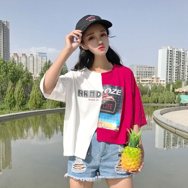 woman clothes summer new fashion patchwork halajuku loose casual irregular short sleeve fesmale t shirts drop shipping, White
woman clothes summer new fashion patchwork halajuku loose casual irregular short sleeve fesmale t shirts drop shipping, White