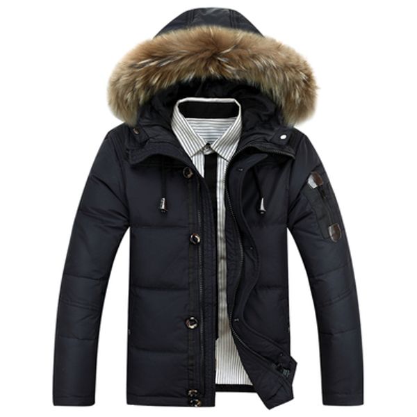 new winter men's white duck down clothing outdoor sports parka men hooded fur middle long jackets casual warm overcoats, Black
new winter men's white duck down clothing outdoor sports parka men hooded fur middle long jackets casual warm overcoats, Black