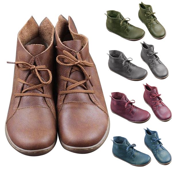 women pu leather ankle boots ladies retro shoes woman flats lace up light weight soft bottom sewing women's shoes new, Black
women pu leather ankle boots ladies retro shoes woman flats lace up light weight soft bottom sewing women's shoes new, Black