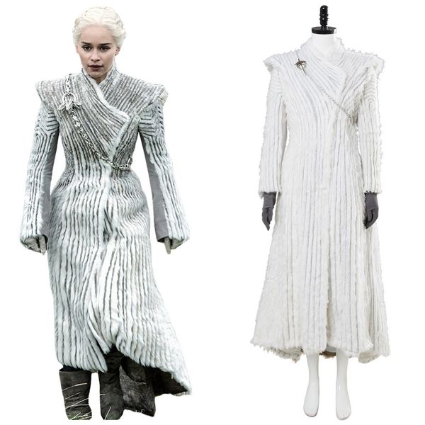 game of thrones season 7 e6 daenerys targaryen cosplay costume winter outfit dragonstone snow dress y190923, Black;white
game of thrones season 7 e6 daenerys targaryen cosplay costume winter outfit dragonstone snow dress y190923, Black;white