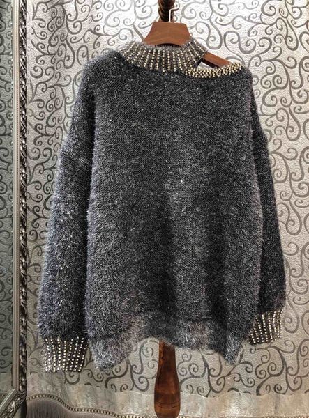 2019 new women winter jacket stud drilling strapless knit sweater 1210, White;black
2019 new women winter jacket stud drilling strapless knit sweater 1210, White;black