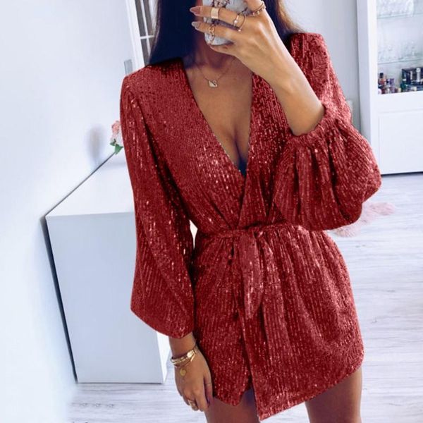 women glitter sequin dress club tie up belt deep v-neck evening mini dress cocktail above knee mini lady dresses, Black;gray
women glitter sequin dress club tie up belt deep v-neck evening mini dress cocktail above knee mini lady dresses, Black;gray