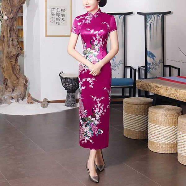 charming chinese ladys dress long cheongsam evening qipao elegant split dress, Black;gray
charming chinese ladys dress long cheongsam evening qipao elegant split dress, Black;gray