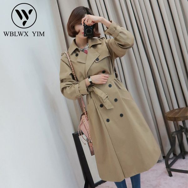 new england style long trench coat womens classic double breasted trench coat female 2019 spring casual outerwear, Tan;black
new england style long trench coat womens classic double breasted trench coat female 2019 spring casual outerwear, Tan;black