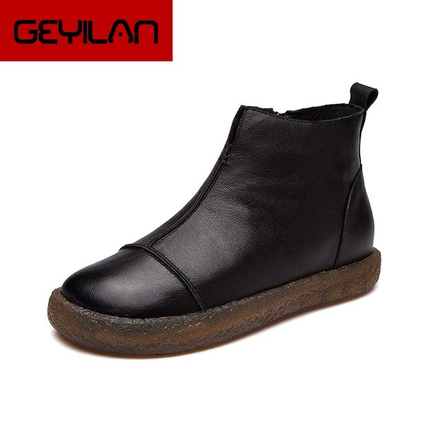 fashion handmade shoes for women 100% genuine leather ankle boots winter autumn flat women shoes round toes boots, Black
fashion handmade shoes for women 100% genuine leather ankle boots winter autumn flat women shoes round toes boots, Black