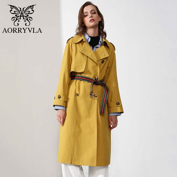 women's trench coats aorryvla cotton x-long yellow turn-down collar loose style clothing with belt spring woman clothes 2021, Tan;black
women's trench coats aorryvla cotton x-long yellow turn-down collar loose style clothing with belt spring woman clothes 2021, Tan;black