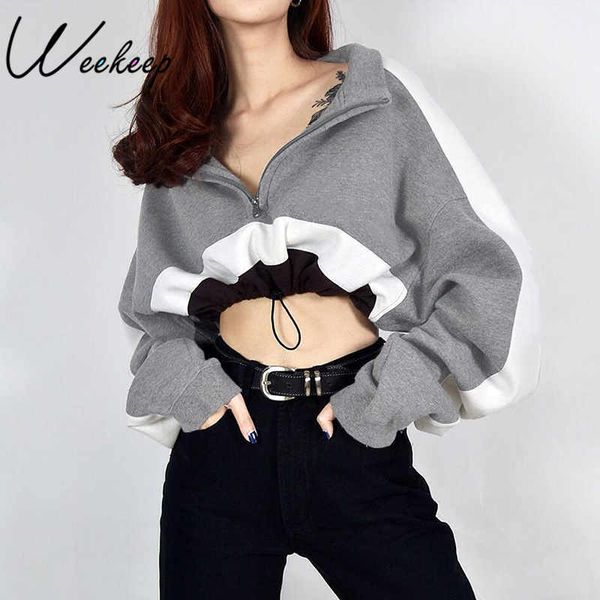 weekeep cropped turtleneck sweatshirt for women patchwork long-sleeved pullovers hoodies gray adjustable knitted crop top, Black
weekeep cropped turtleneck sweatshirt for women patchwork long-sleeved pullovers hoodies gray adjustable knitted crop top, Black