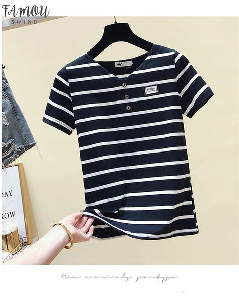 short striped sleeves t shirt women striped shirt korean polyester style clothes drop shipping, White
short striped sleeves t shirt women striped shirt korean polyester style clothes drop shipping, White