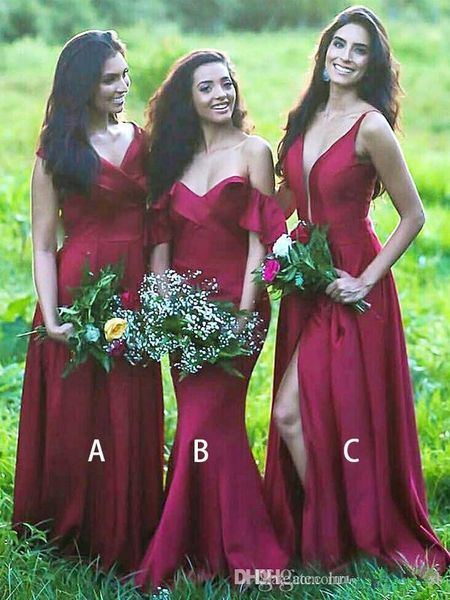 burgundy mermaid bridesmaids dresses different styles same color african vestidos de dama de honor wedding guest dress evening gowns, White;pink
burgundy mermaid bridesmaids dresses different styles same color african vestidos de dama de honor wedding guest dress evening gowns, White;pink